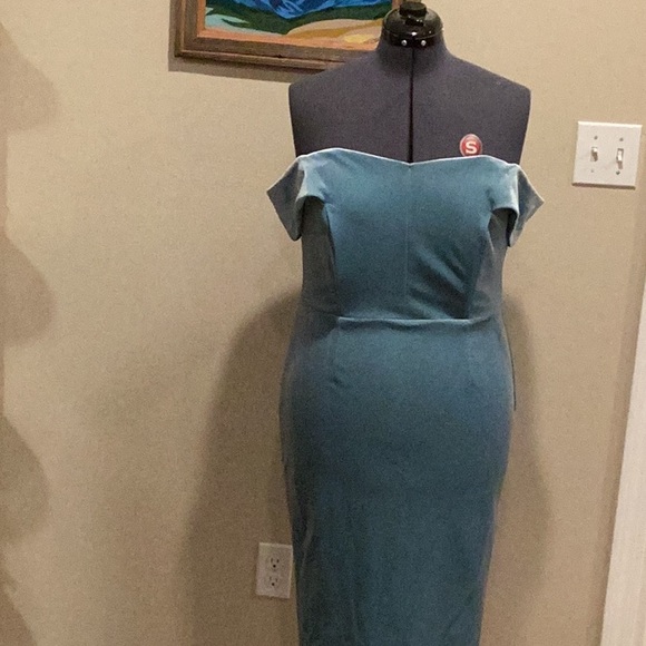 Sky blue Velvet Off Shoulder Corset Top Dress - Picture 1 of 2